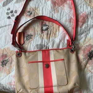 Coach crossbody, pink/tan